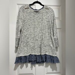 Anthropologie 3/4 sleeve Tunic, Chambray trim size M